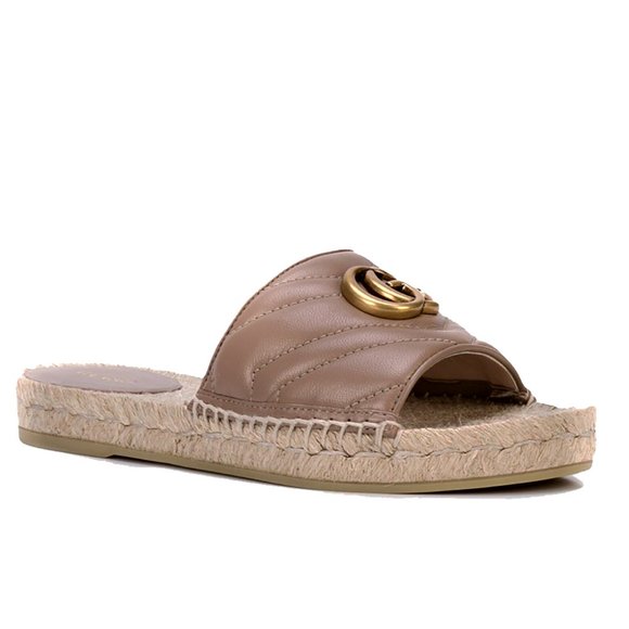 Gucci Shoes - Gucci Women's GG Marmont Leather Espadrille Slide